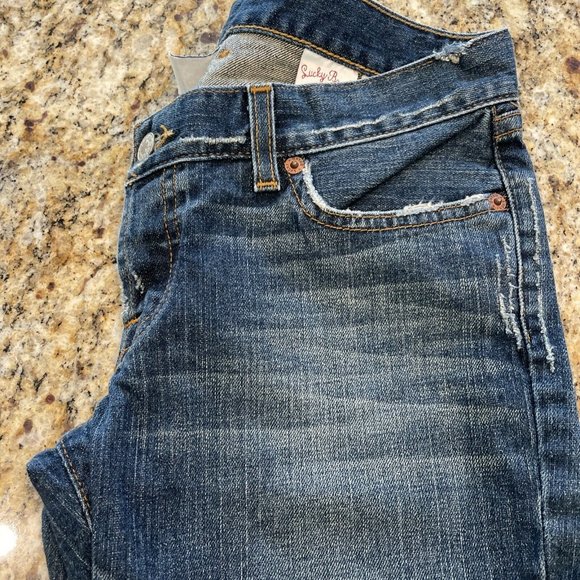 Lucky Brand Dungarees "Dream Jean” Womens Size 4/27 Long Made Is USA Dark Wash - Picture 7 of 12